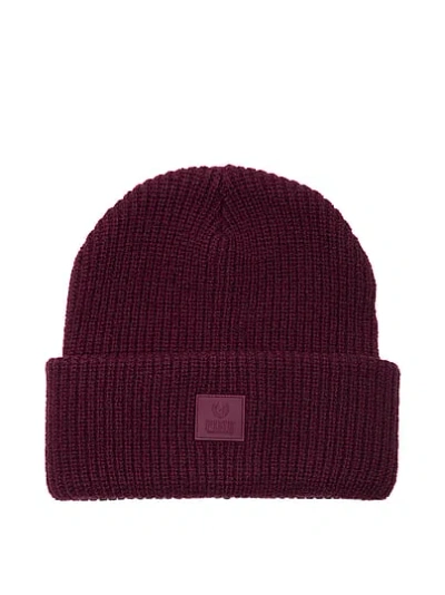 Pink Knit Beanie In Purple