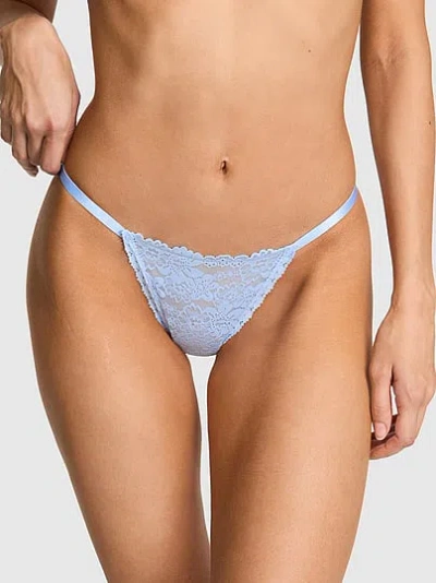Pink Lace String Bikini Panty In Blue