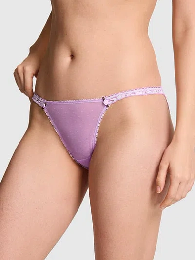 Pink Lace String Bikini Panty In Purple