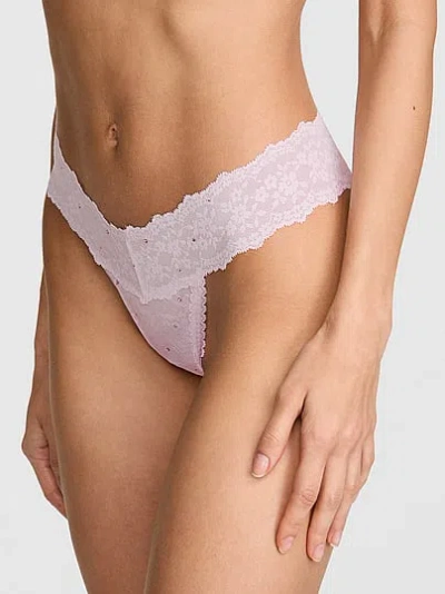 Pink Lace Thong Panty In
