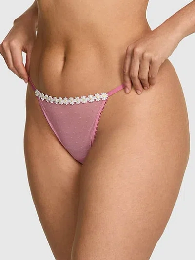 Pink Lace V-string Panty In