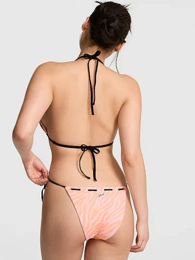 Pink Laced Side-tie Cheeky Bikini Bottom In Animal Print