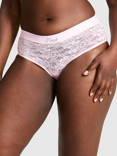 Pink Lacie Logo Hiphugger Panty In White