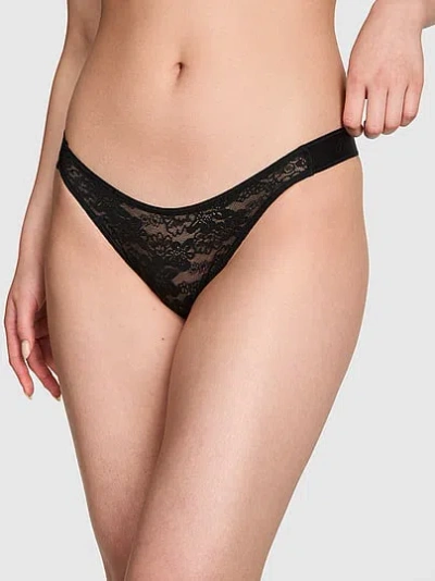 Pink Lacie Logo Scoop Thong In Black