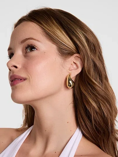 Pink Large Gold Teardrop Earrings