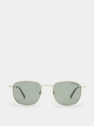 Pink Le Specs Neptune Deux Sunglasses In Gold