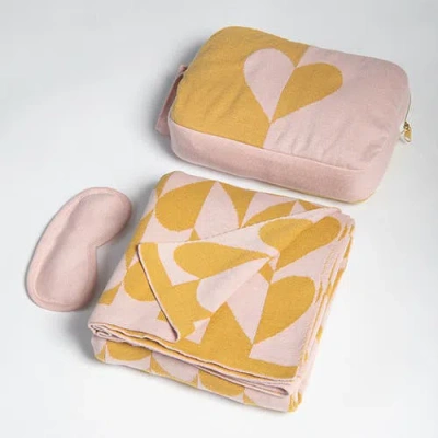Pink Lemonade Amore Organic Cotton Travel Blanket And Eye Mask Set