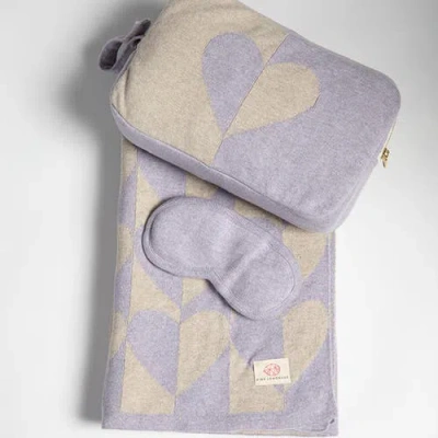 Pink Lemonade Amore Organic Cotton Travel Blanket And Eye Mask Set In Purple
