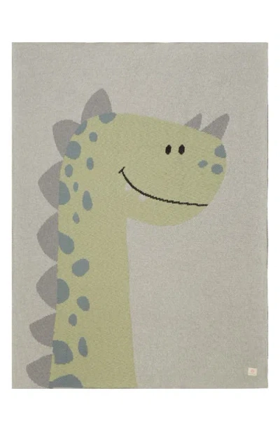 Pink Lemonade Baby Dinosaur Organic Cotton Baby Blanket In Green