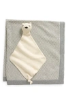 Pink Lemonade Bunny Organic Cotton Baby Blanket & Bear Lovey Set In Blue