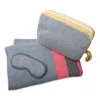 Pink Lemonade Chevron Stripes Travel Set In Gray