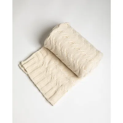 Pink Lemonade Chunky Cable Organic Cotton Throw Blanket In Neutral