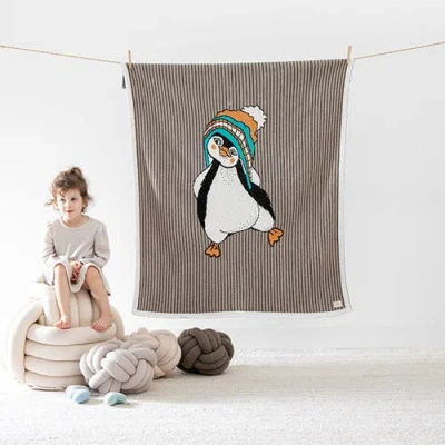 Pink Lemonade Dancing Penguin Baby Blanket In Multi