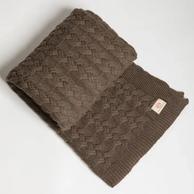 Pink Lemonade Double Cable Organic Cotton Throw Blanket Dark Gray In Brown