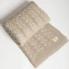 Pink Lemonade Double Cable Organic Cotton Throw Blanket In Neutral