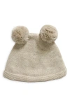 Pink Lemonade Kids'  Double Pompom Organic Cotton Beanie In Light Beige Mel
