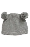 Pink Lemonade Double Pompom Organic Cotton Beanie In Light Grey Mel