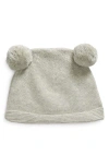 Pink Lemonade Kids'  Double Pompom Organic Cotton Beanie In Vanilla Grey