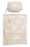 Pink Lemonade Dreamy Clouds Organic Cotton Baby Blanket & Travel Pouch Set In Baby Pink