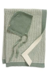 Pink Lemonade Kids'  Elegant Dove Organic Cotton Hat & Blanket Set In Indus Blue