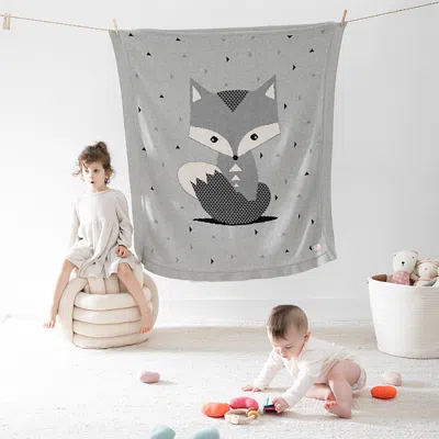 Pink Lemonade Foxy Baby Blanket In Gray