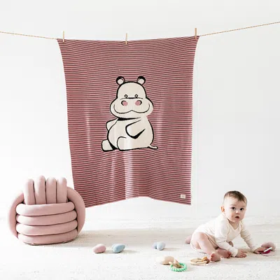 Pink Lemonade Happy Hippo Baby Blanket In Pink