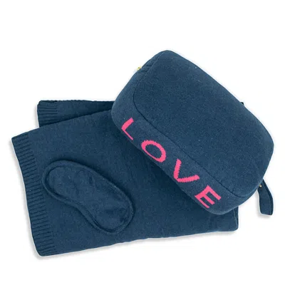 Pink Lemonade Love Travel Throw Blanket In Navy Blue