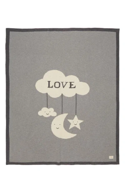 Pink Lemonade Moon Love Organic Cotton Baby Blanket In Grey