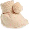 Pink Lemonade Pompom Cotton Bootie In Peach Multi