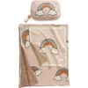 Pink Lemonade Rainbow Organic Cotton Baby Blanket & Travel Pouch Set In Pink