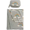 Pink Lemonade Rainbow Organic Cotton Baby Blanket & Travel Pouch Set In Grey