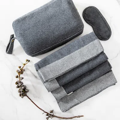 Pink Lemonade Reversible Solid Travel Set In Dark Grey
