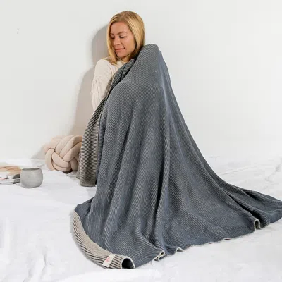 Pink Lemonade Ribbed Blue Throw