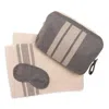 Pink Lemonade Stripes Travel Set In Grey