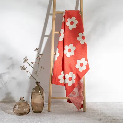 Pink Lemonade Thick Thin Flower Throw In Orange