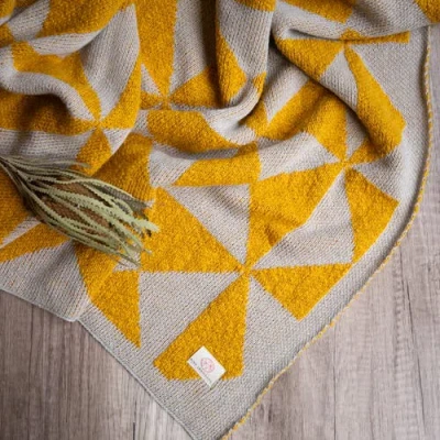 Pink Lemonade Trikona Organic Cotton Throw Blanket In Multi