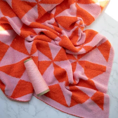 Pink Lemonade Trikona Organic Cotton Throw Blanket In Multi