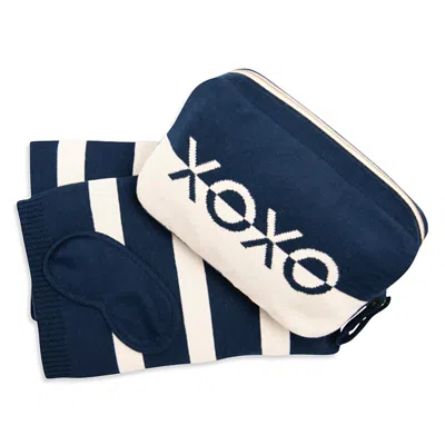 Pink Lemonade Xoxo Travel Set In Blue