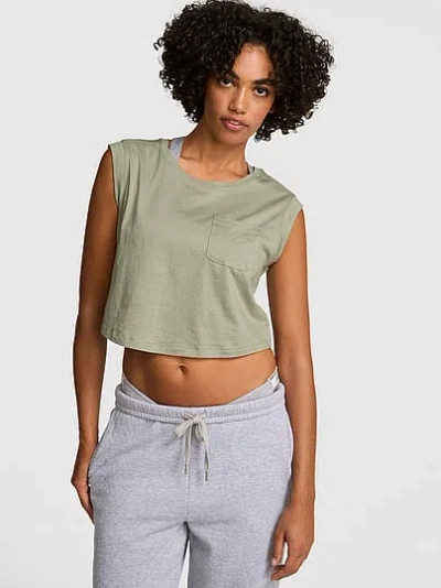 Pink Light As Air Jersey Cropped Tank Top In Multi