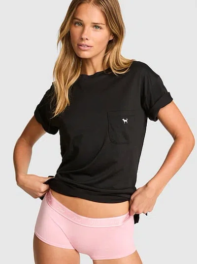 Pink Light As Air Jersey Pocket Tee In Black