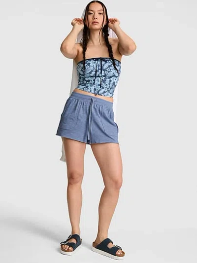 Pink Lightweight Lounge A-line Shorts In Blue