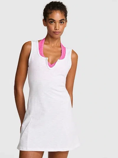 Pink Lightweight Lounge Dress In White