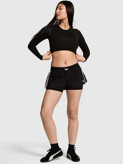 Pink Lightweight Woven Run Shorts In Black