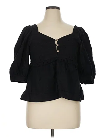Pre-owned Pink Lily 3/4 Sleeve Blouse In Black