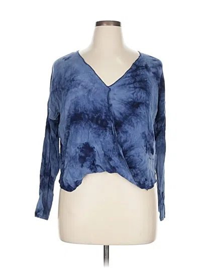 Pre-owned Pink Lily 3/4 Sleeve Blouse In Blue