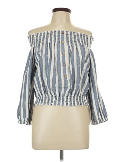 Pre-owned Pink Lily 3/4 Sleeve Blouse In Blue