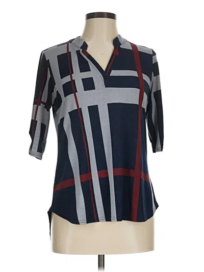 Pre-owned Pink Lily 3/4 Sleeve Blouse In Blue