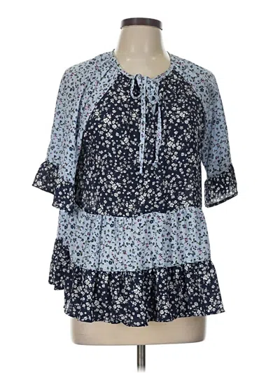 Pre-owned Pink Lily 3/4 Sleeve Blouse In Blue
