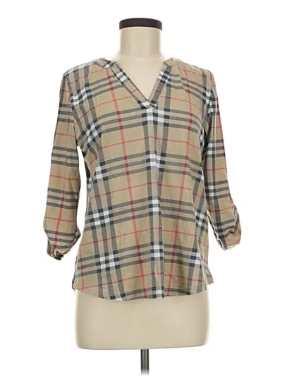 Pre-owned Pink Lily 3/4 Sleeve Blouse In Tan