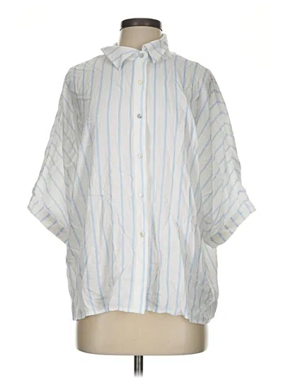 Pre-owned Pink Lily 3/4 Sleeve Button Down Shirt In Blue